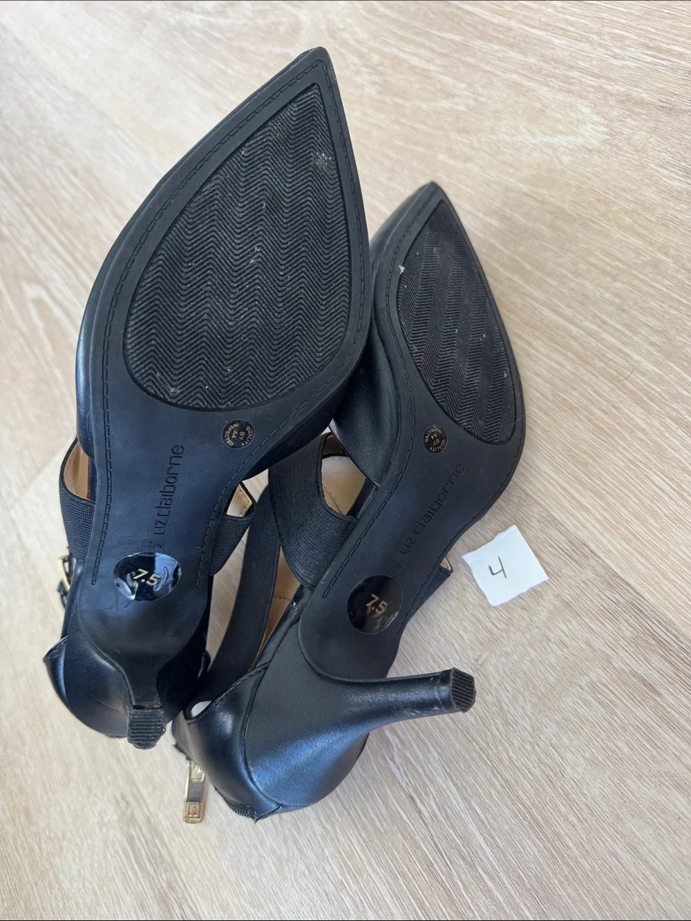 Liz Claiborne Black Pointed-Toe Ankle-Strap Pumps